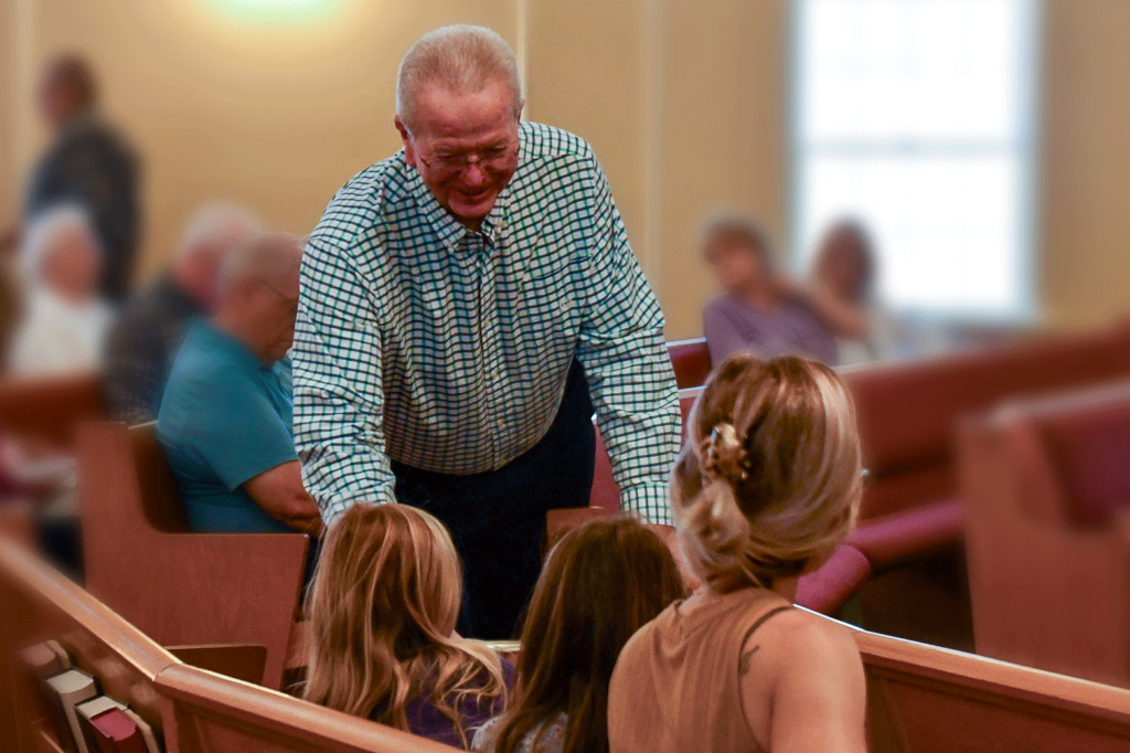 Offering time at a Sunday church service